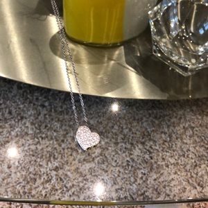 Silver sparkly heart necklace